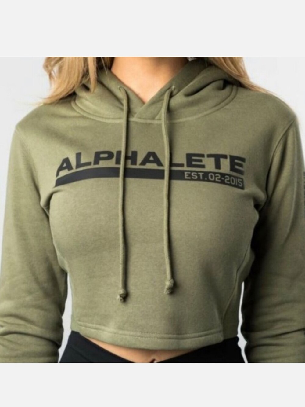 Alphalete Tactical Crop Hoodie Olive Green Sz S